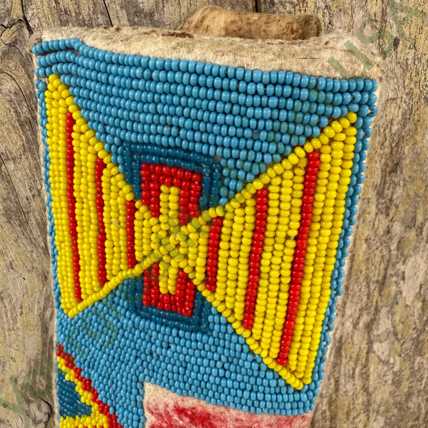 Vintage Sioux Native American Deerskin Leather Beaded Knife Sheath