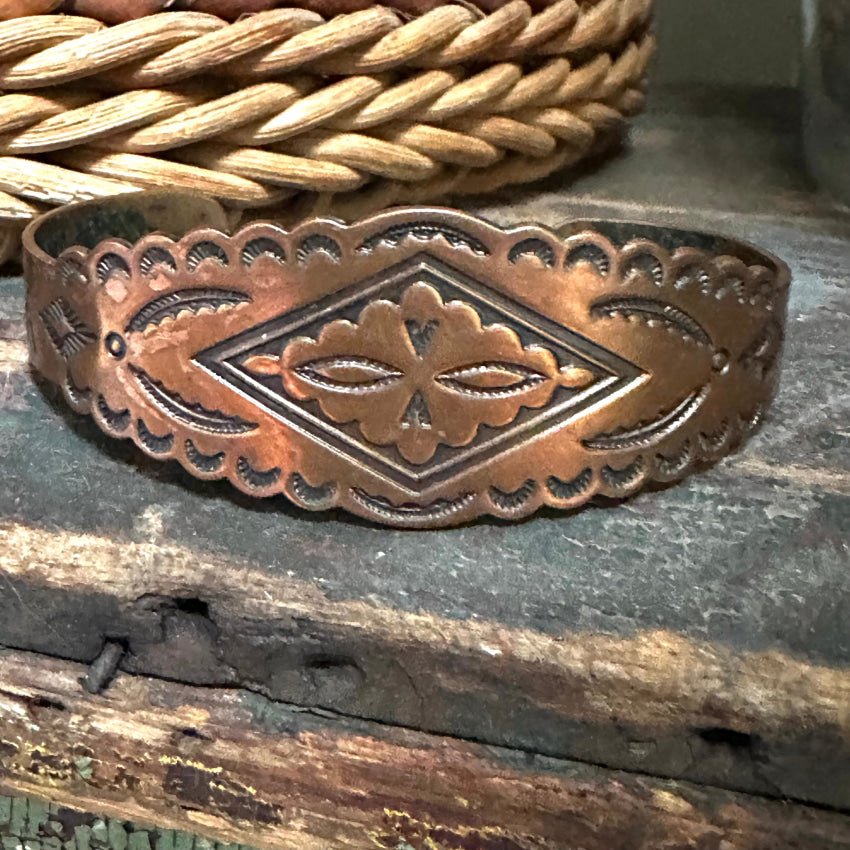 Vintage Solid Copper Cuff Indian Bracelet Bell Trading Post Bracelet