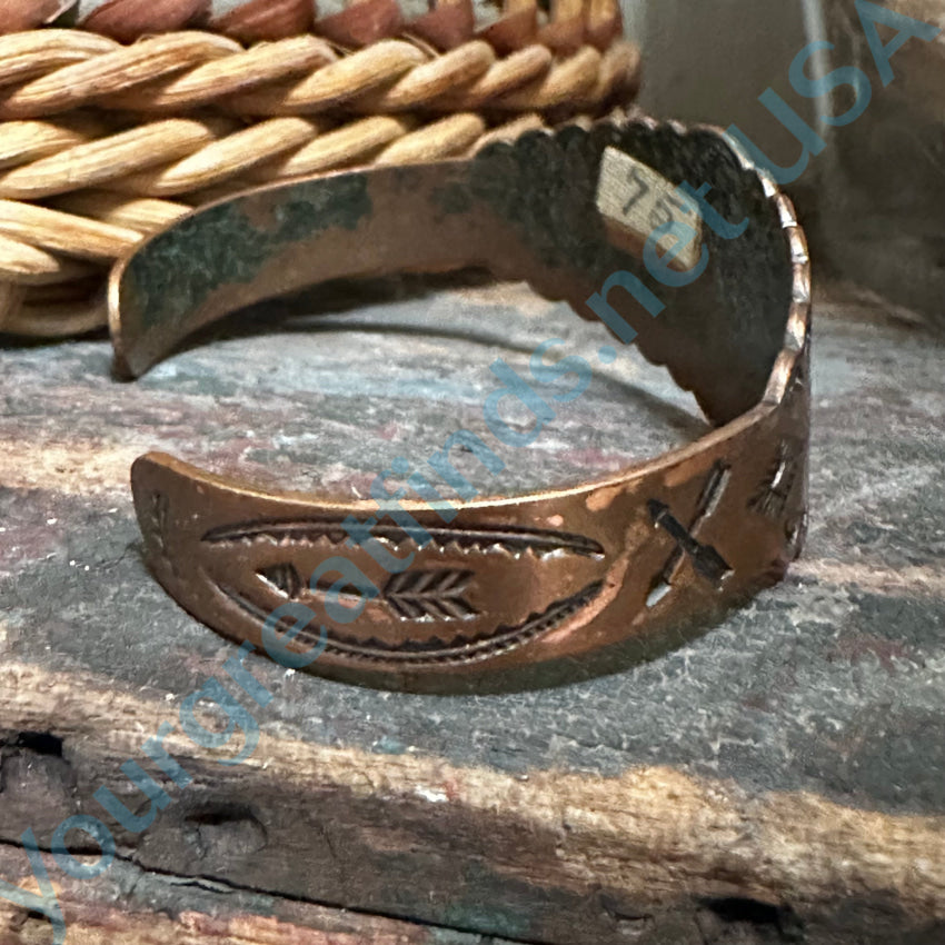 Vintage Solid Copper Cuff Indian Bracelet Bell Trading Post Bracelet