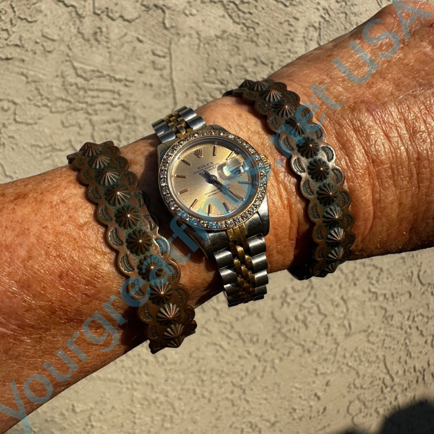 Vintage Solid Copper Indian Trading Post Cuff Bracelet Pair Bracelet