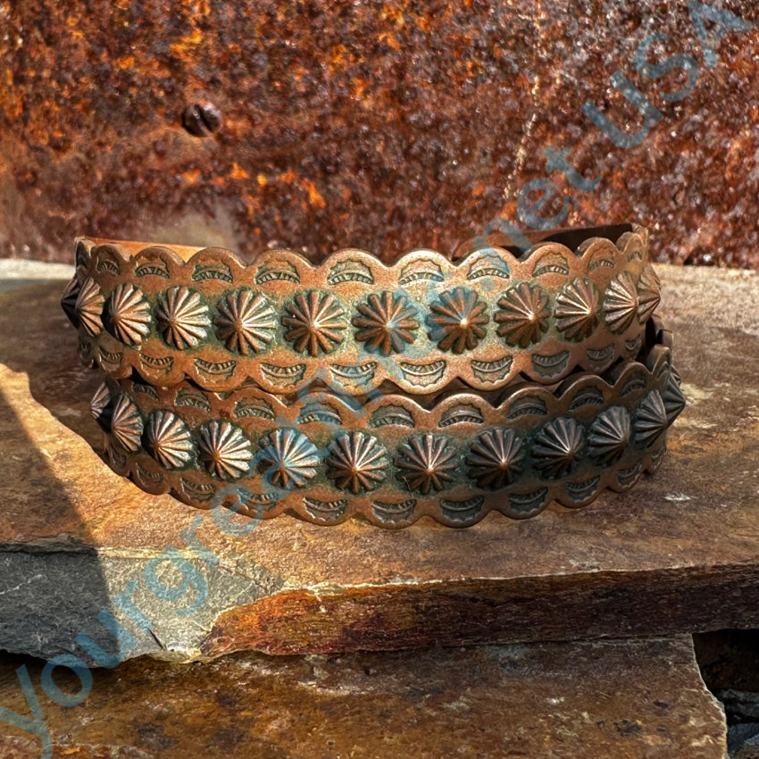 Vintage Solid Copper Indian Trading Post Cuff Bracelet Pair Bracelet