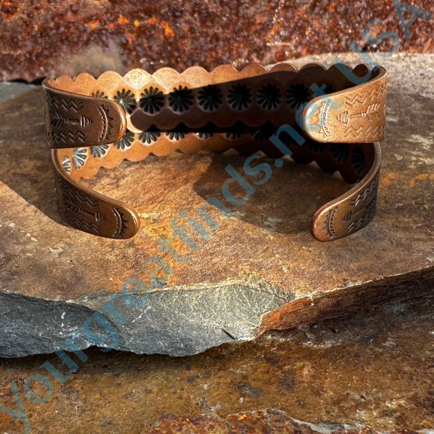 Vintage Solid Copper Indian Trading Post Cuff Bracelet Pair Bracelet