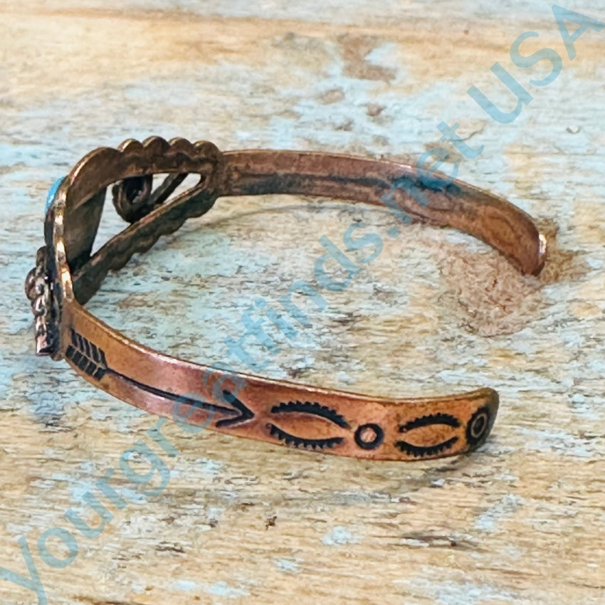 Vintage Solid Copper Southwestern Bracelet Heart
