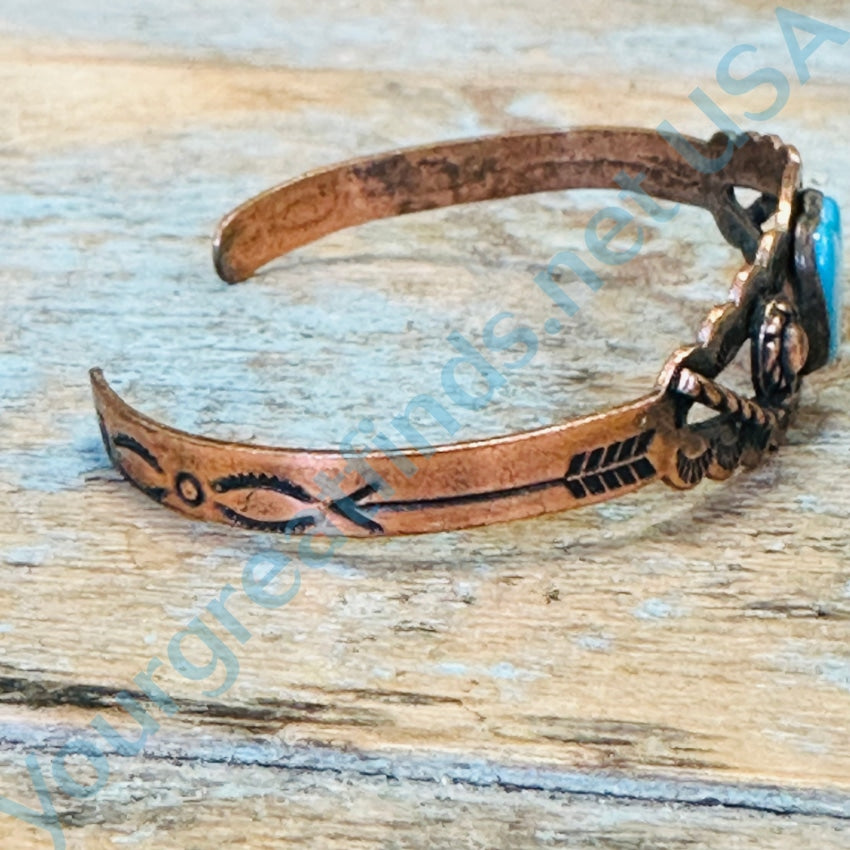 Vintage Solid Copper Southwestern Bracelet Heart