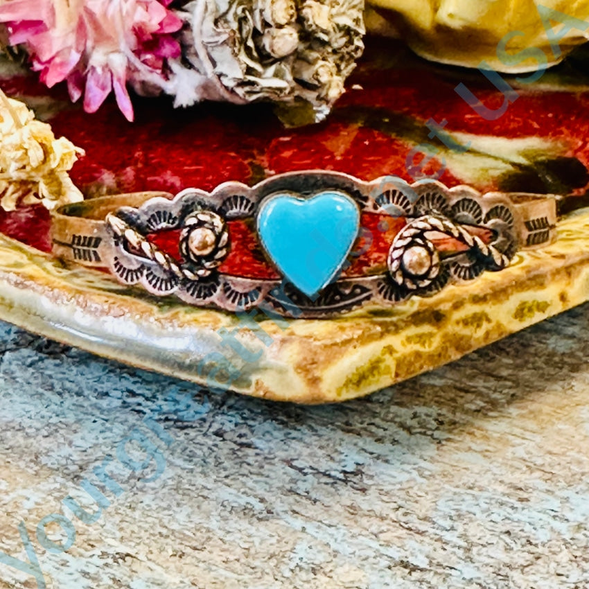 Vintage Solid Copper Southwestern Bracelet Heart