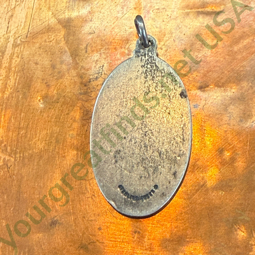 Vintage Solid Sterling Silver Baseball St. Christopher Pendant Pendant