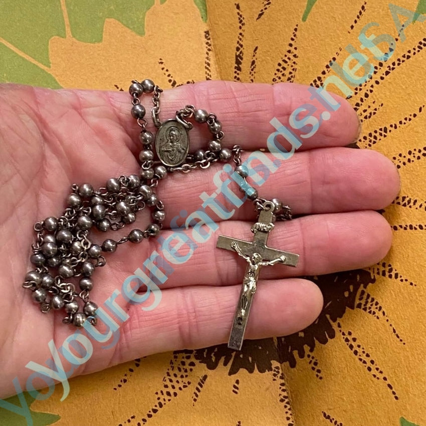 Vintage Solid Sterling Silver Bead Rosary Yourgreatfinds