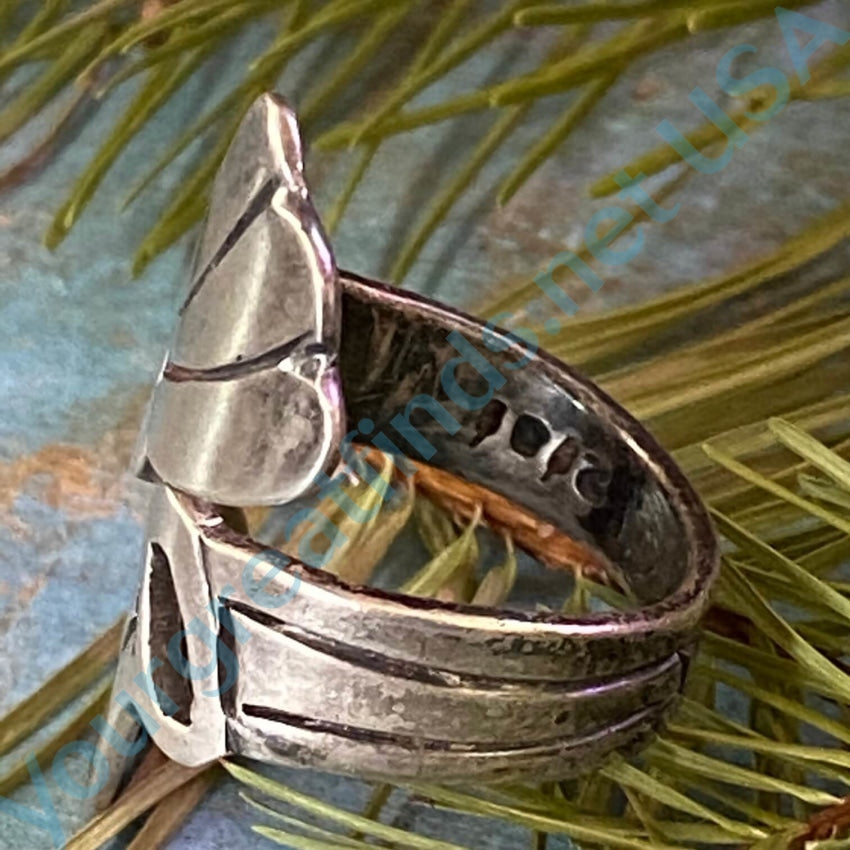 Vintage Solid Sterling Silver Bypass Ring Mexico Adjustable