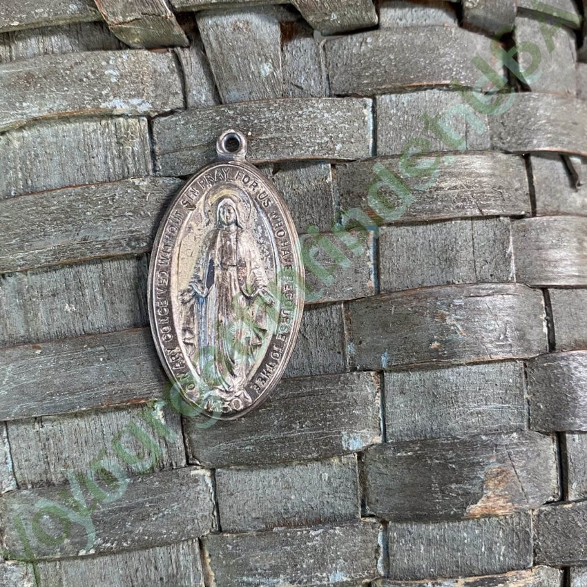 Vintage Solid Sterling Silver Catholic Devotional Metal Pendant Yourgreatfinds