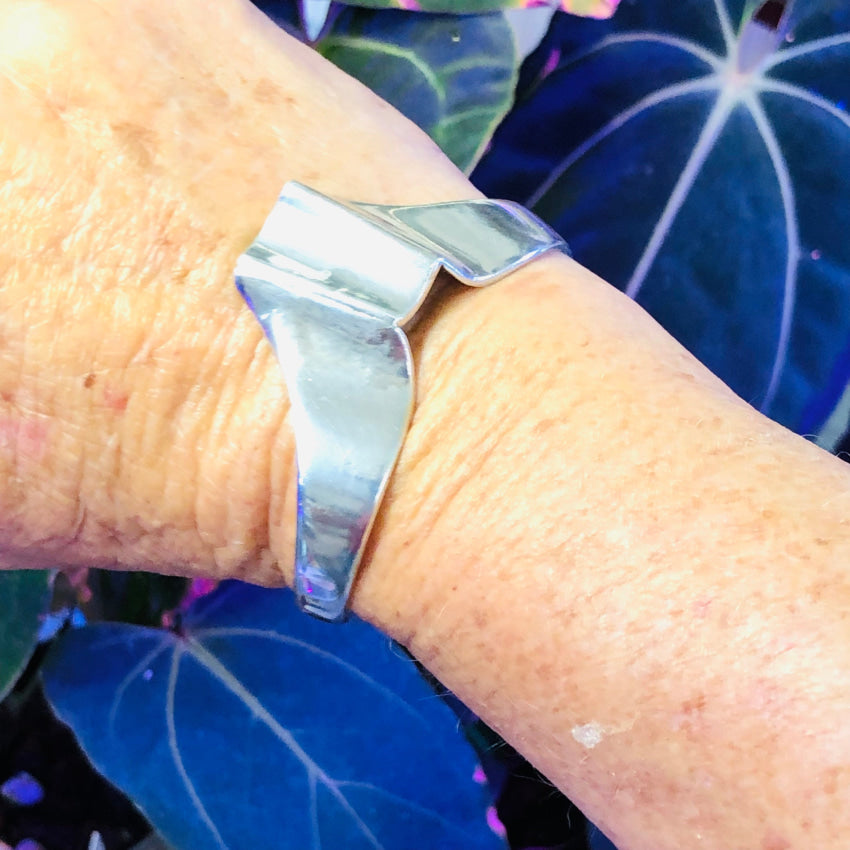 Vintage Solid Sterling Silver Cuff Bracelet Mexico Great To Wear With Watch Bracelets