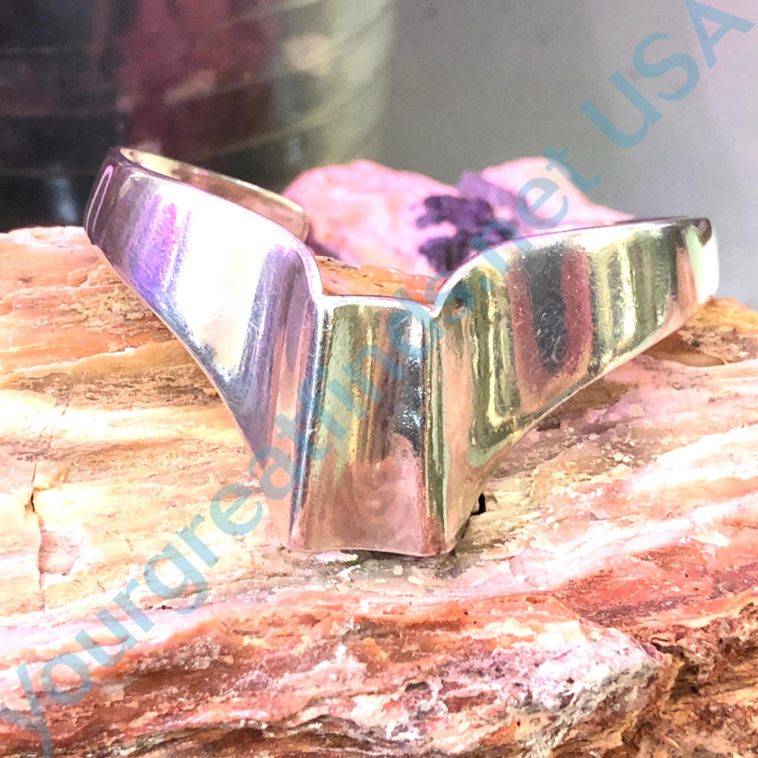 Vintage Solid Sterling Silver Cuff Bracelet Mexico Great To Wear With Watch Bracelets