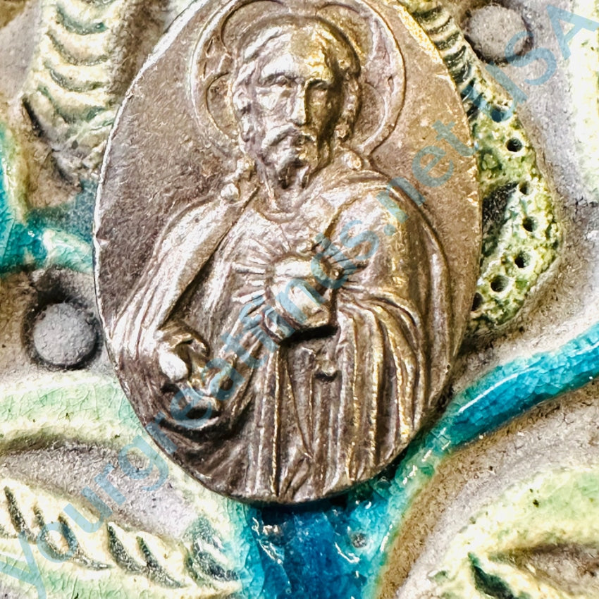 Vintage Solid Sterling Silver Devotional Jesus Oval Pendant