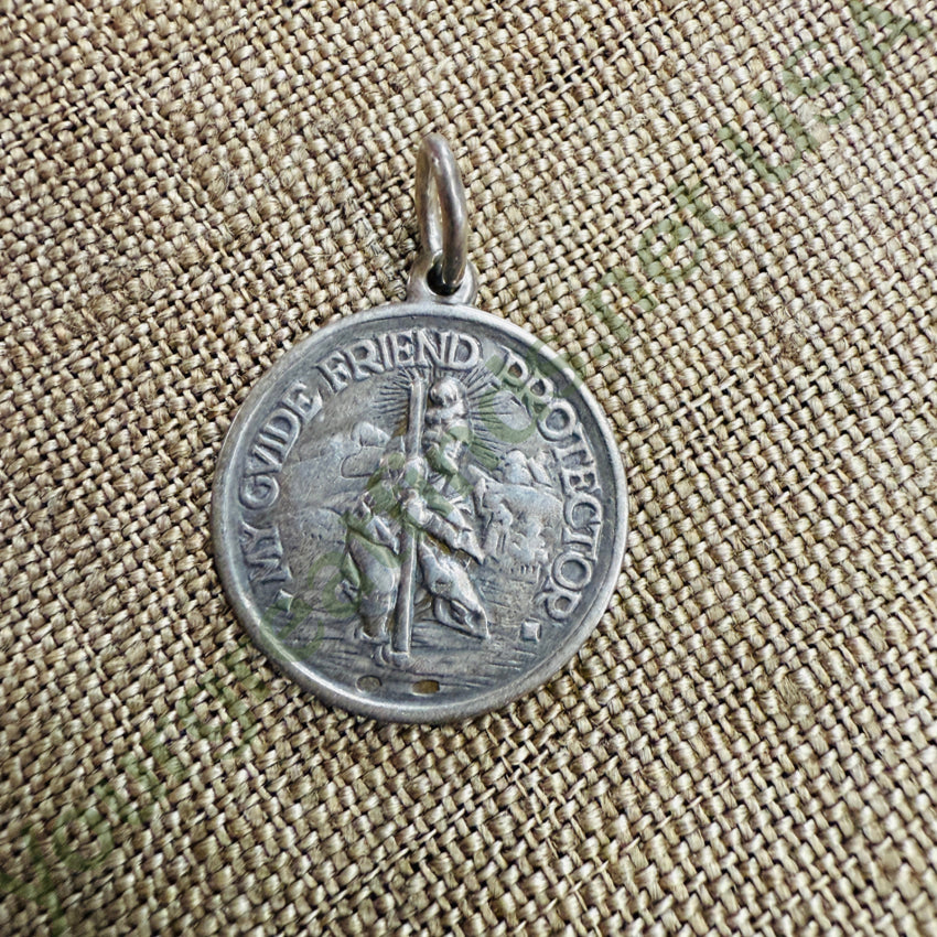 Vintage Solid Sterling Silver Double Side Saint Christopher pendant