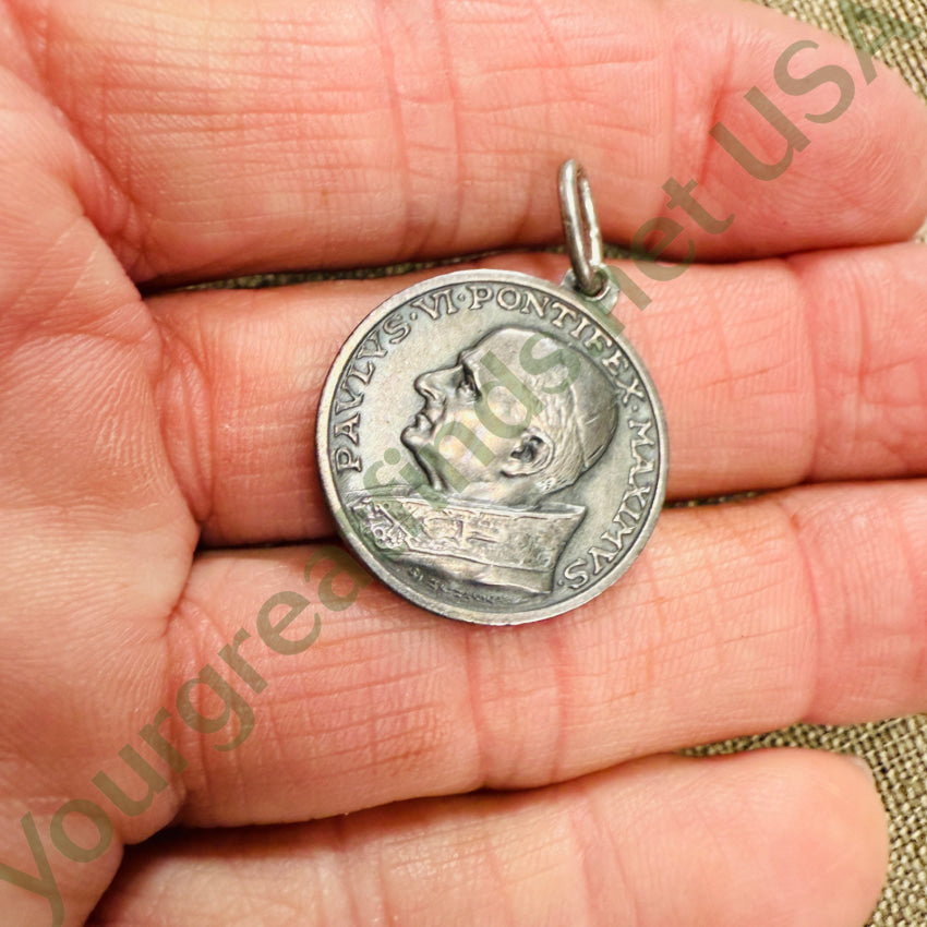 Vintage Solid Sterling Silver Double Side Saint Christopher pendant
