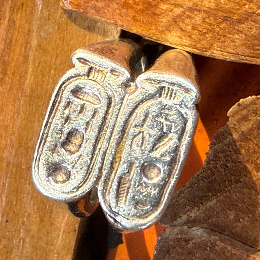 Vintage Solid Sterling Silver Egyptian Revival Wax Seal Stamp Ring Size 7 ring