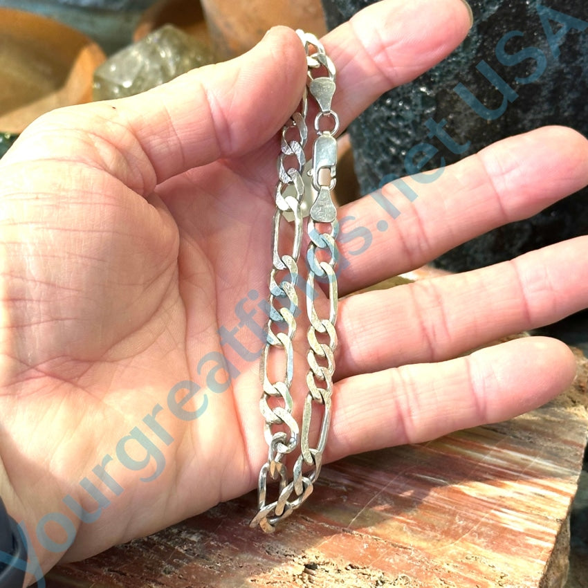 Vintage Solid Sterling Silver Heavy Chain Bracelet