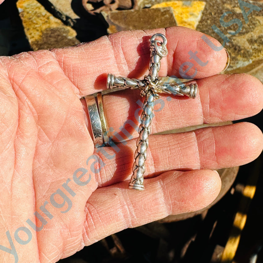 Vintage Solid Sterling Silver Holy Cross Pendant Pendant