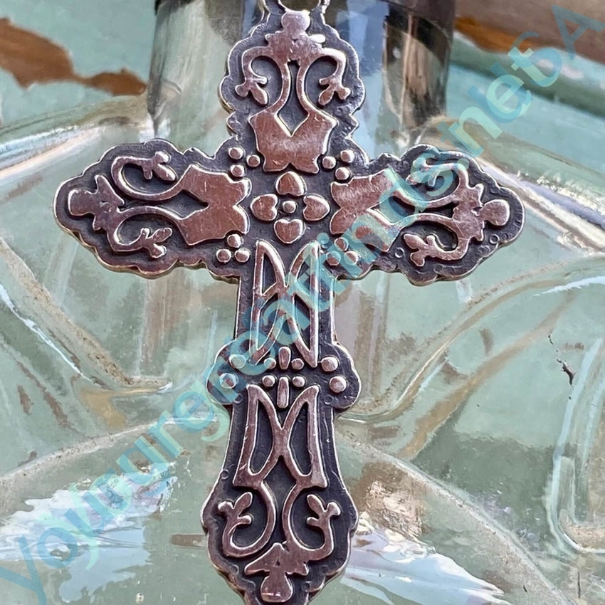 Vintage Solid Sterling Silver Holy Cross Pendant Mexico Yourgreatfinds