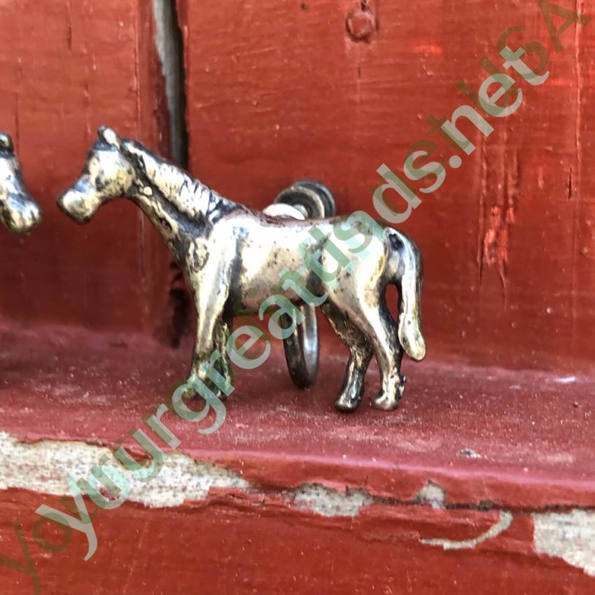 Vintage Solid Sterling Silver Horse Earrings Screw Back Yourgreatfinds