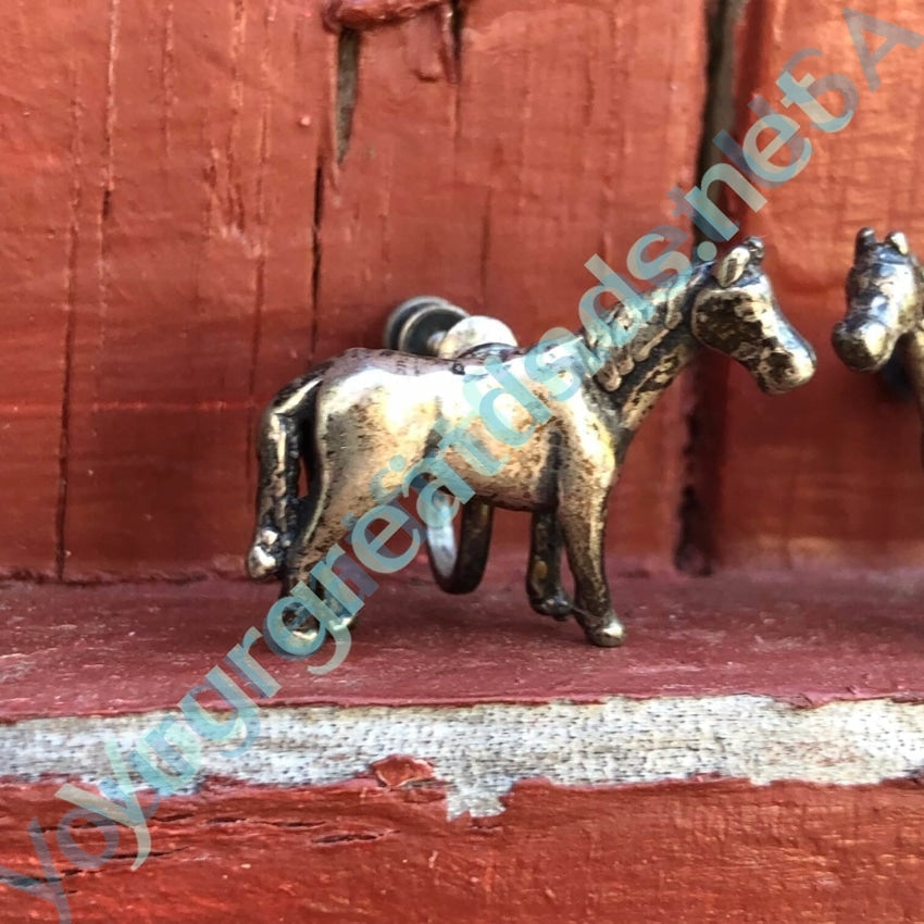 Vintage Solid Sterling Silver Horse Earrings Screw Back Yourgreatfinds