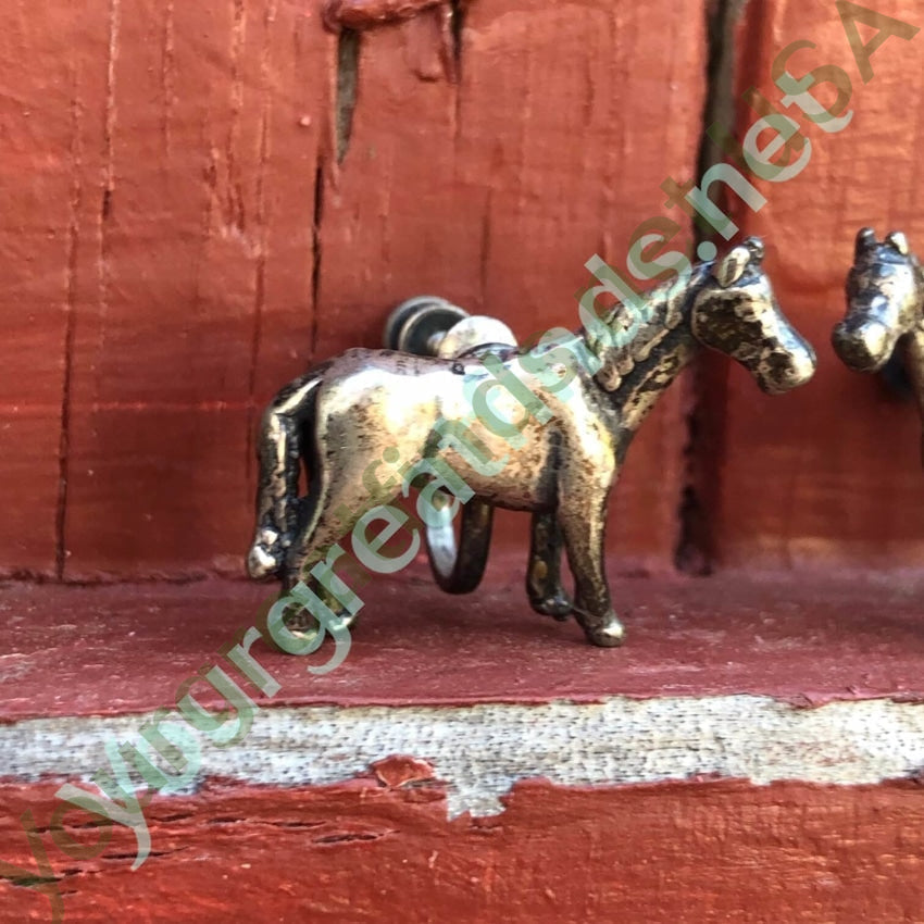 Vintage Solid Sterling Silver Horse Earrings Screw Back Yourgreatfinds