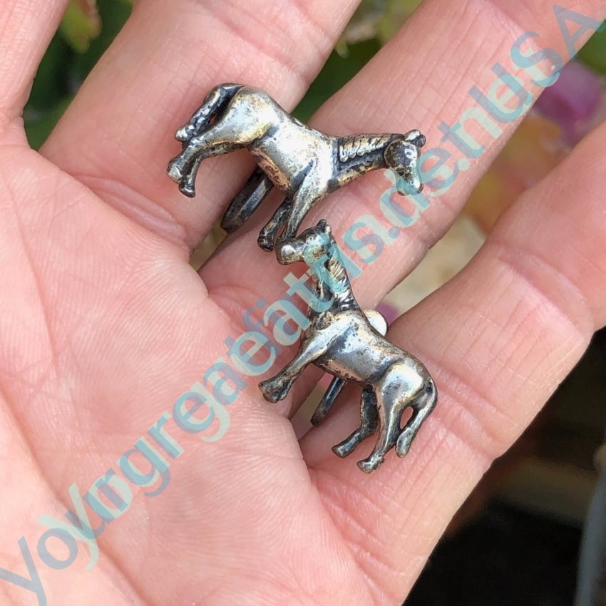 Vintage Solid Sterling Silver Horse Earrings Screw Back Yourgreatfinds