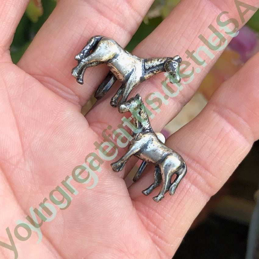 Vintage Solid Sterling Silver Horse Earrings Screw Back Yourgreatfinds