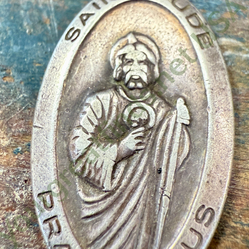Vintage Solid Sterling Silver Saint Jude Devotional Pendant pendant