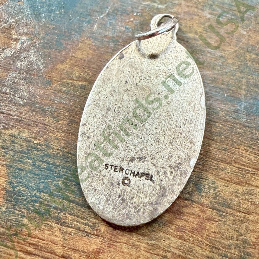 Vintage Solid Sterling Silver Saint Jude Devotional Pendant pendant