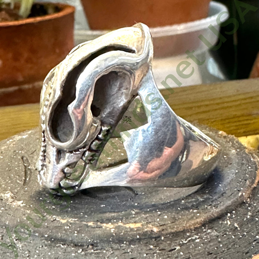 Vintage Solid Sterling Silver Southwestern Wolf Skull Ring Size 12.5