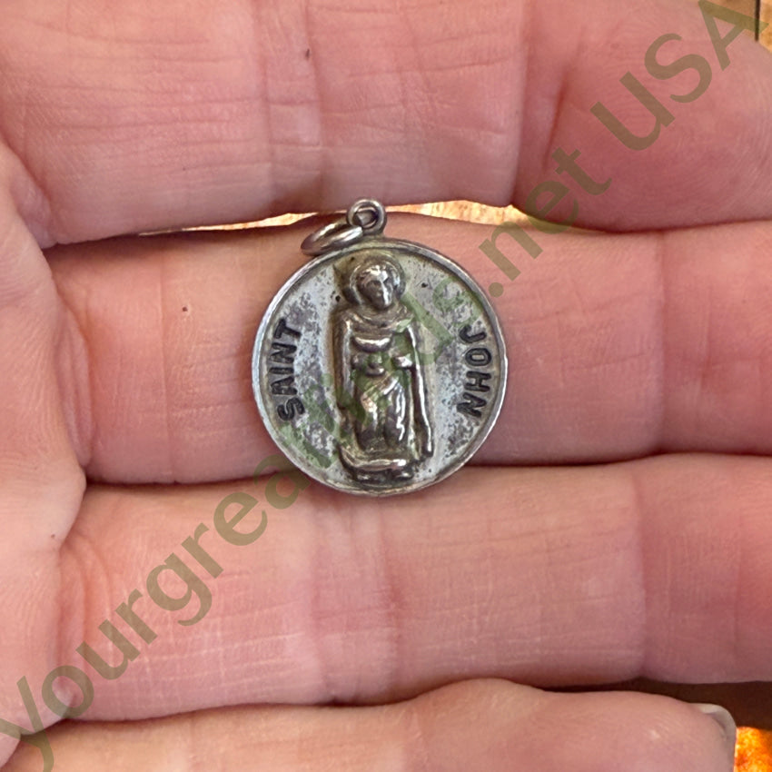 Vintage Solid Sterling Silver St. John Pendant Pendant