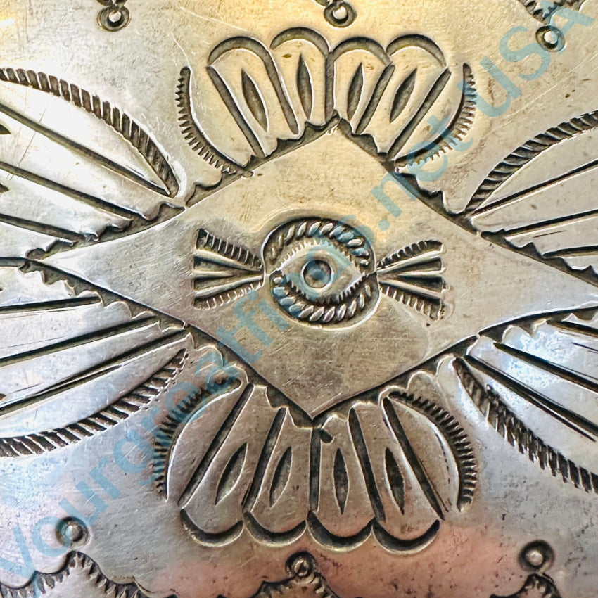 Vintage Solid Sterling Silver Stamp Decorated Belt Buckle Southwestern