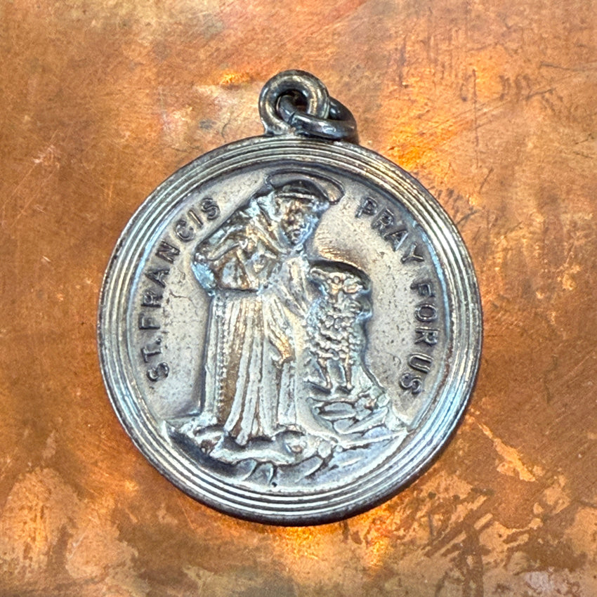 Vintage Solid Sterling St. Francis Anthony Devotional Pendant Pendant