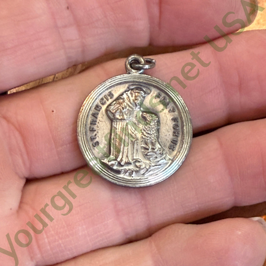Vintage Solid Sterling St. Francis Anthony Devotional Pendant Pendant