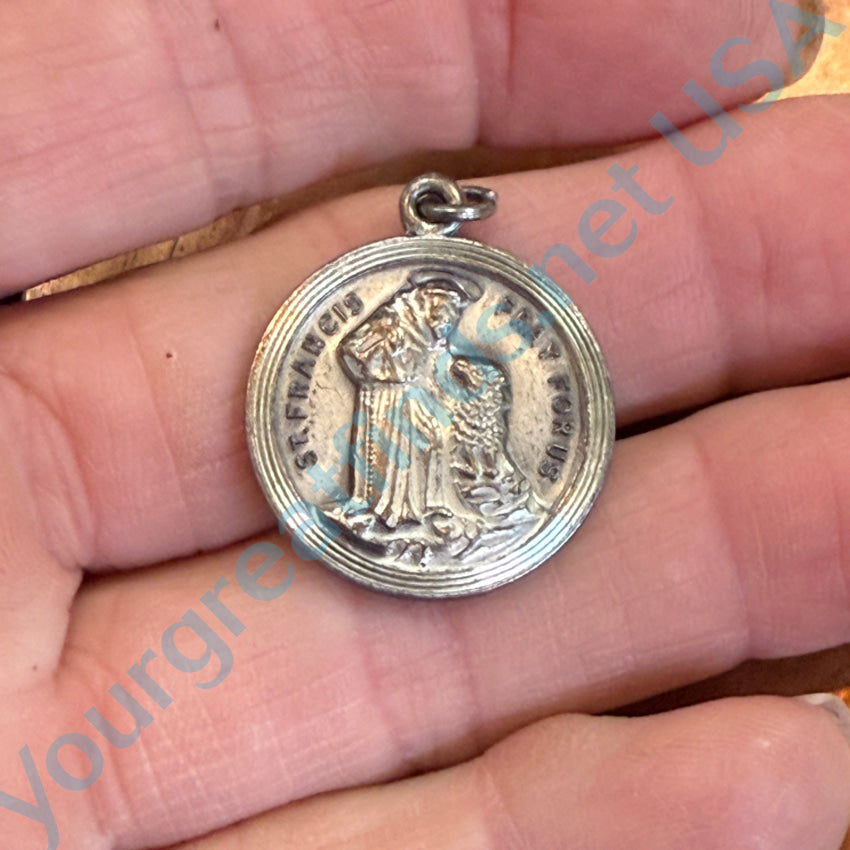 Vintage Solid Sterling St. Francis Anthony Devotional Pendant Pendant