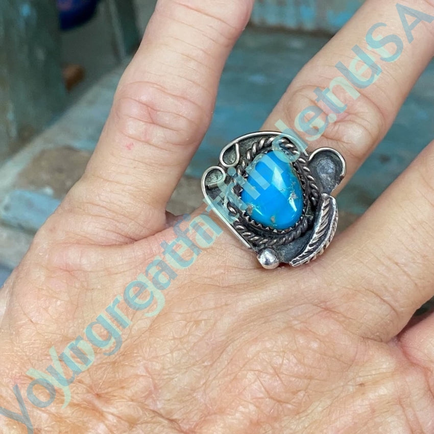 Waldeck jewelers sterling silver vintage southwestern turquoise ring size outlet 6