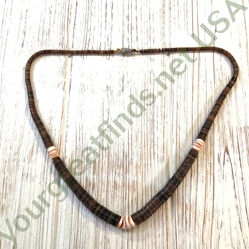Vintage Southwestern Brown Heishi & Conch Shell Necklace
