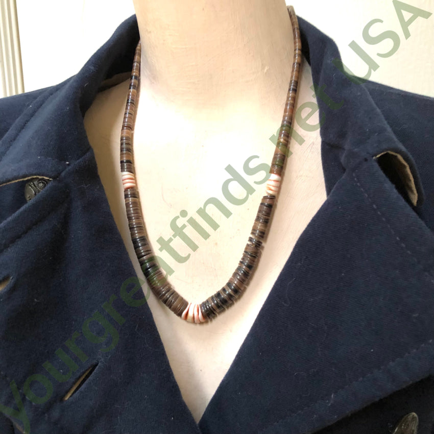 Vintage Southwestern Brown Heishi & Conch Shell Necklace