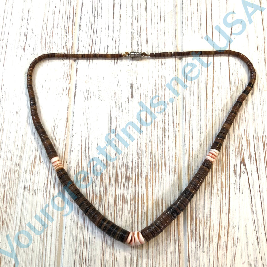 Vintage Southwestern Brown Heishi & Conch Shell Necklace