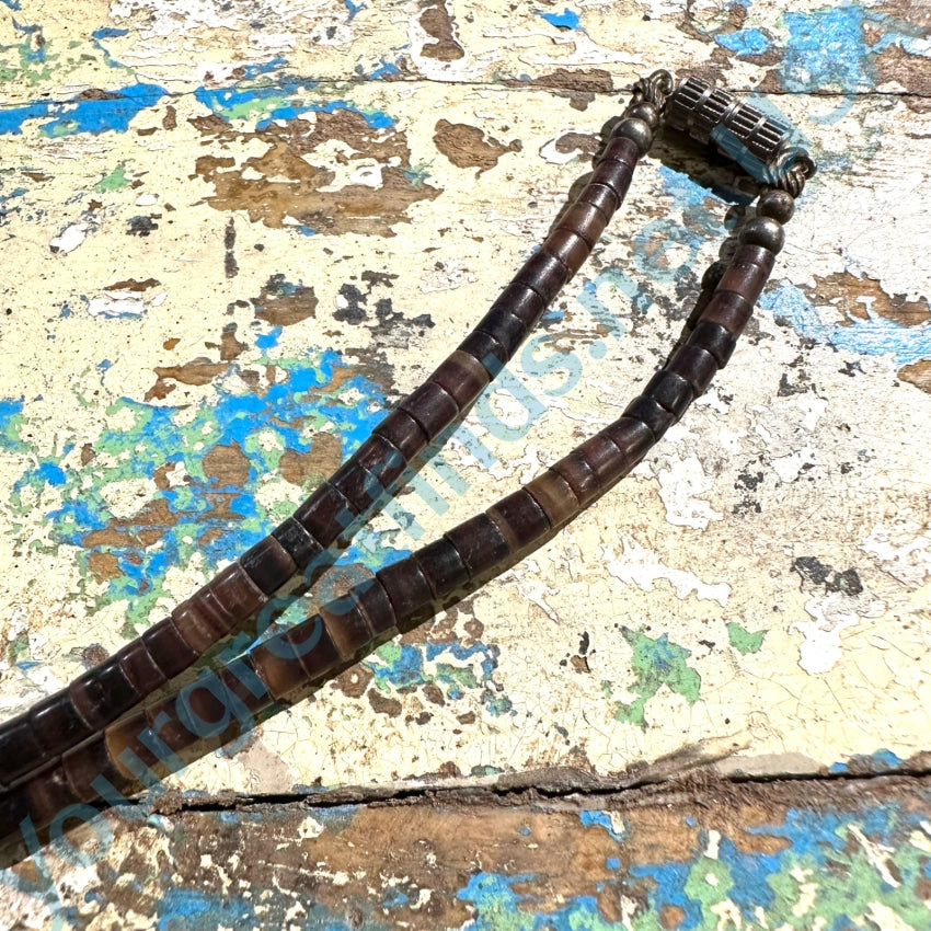 Vintage Southwestern Brown Heishi Shell Beaded Necklace