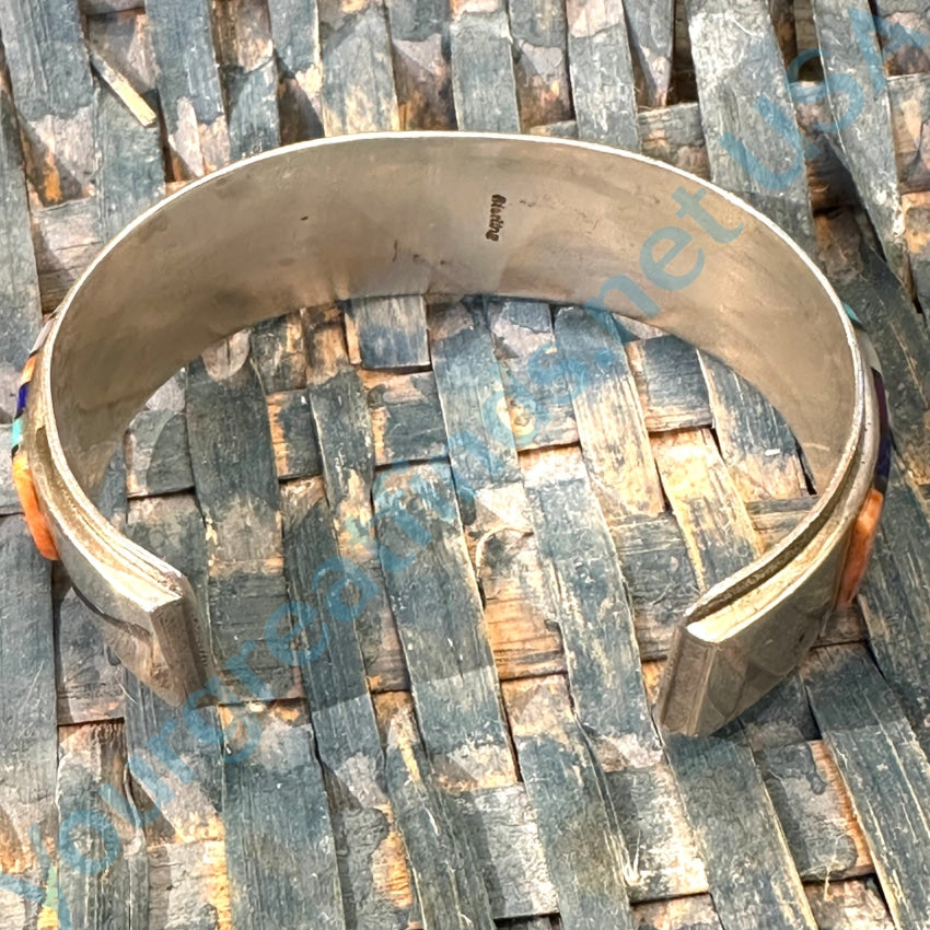 Vintage Southwestern Channel Inlay Sterling Silver Cuff Bracelet