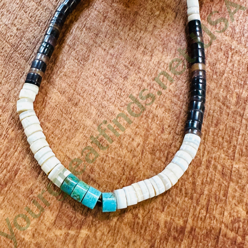 Vintage Southwestern Heishi Bead Necklace Turquoise Apparel & Accessories