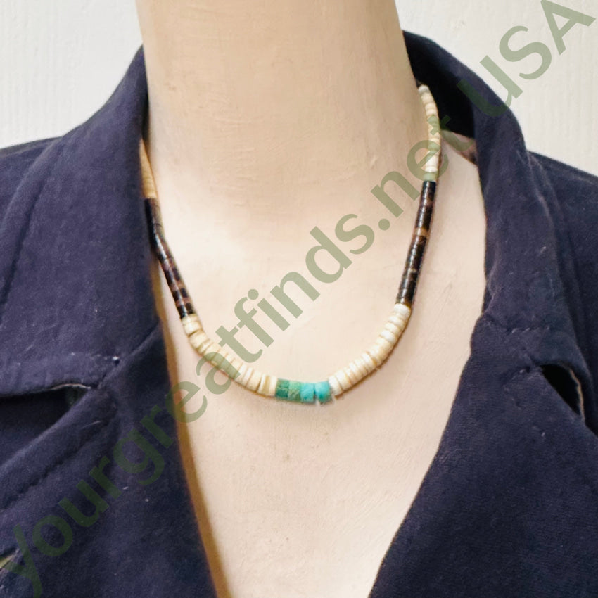 Vintage Southwestern Heishi Bead Necklace Turquoise Apparel & Accessories
