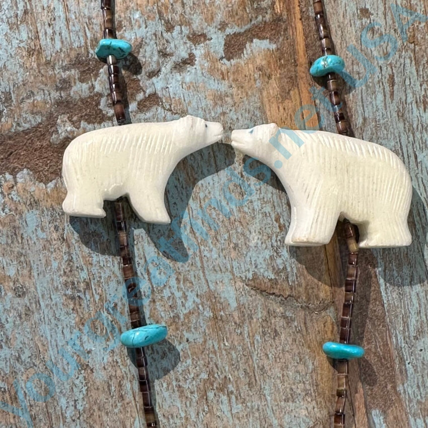 Vintage Southwestern Kissing Polar Bear Fetish Necklace