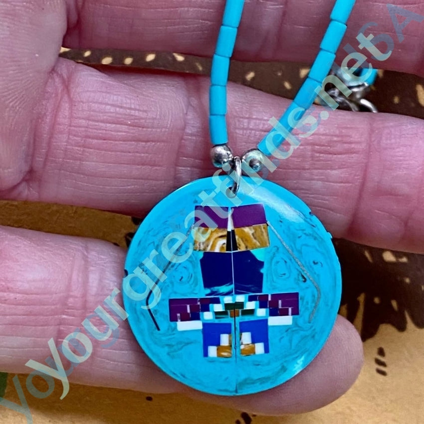 Vintage Southwestern Micro Mosaic Bug Necklace Yourgreatfinds