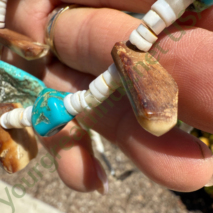 Vintage Southwestern Shell & Turquoise Chunky Necklace necklace