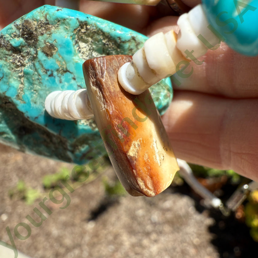 Vintage Southwestern Shell & Turquoise Chunky Necklace necklace