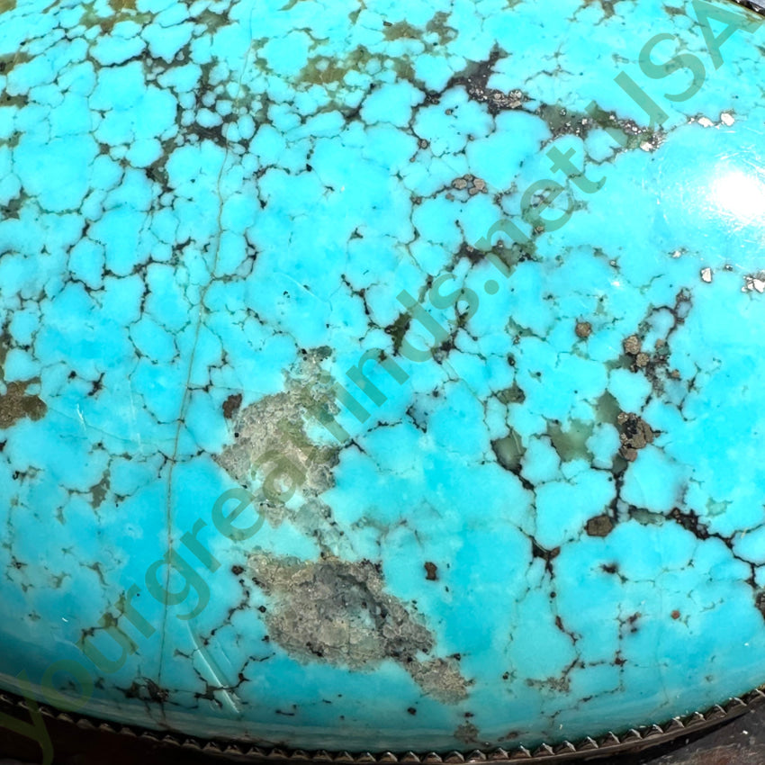 Vintage Southwestern Sterling Silver & #8 Mine Turquoise Belt Buckle Belts