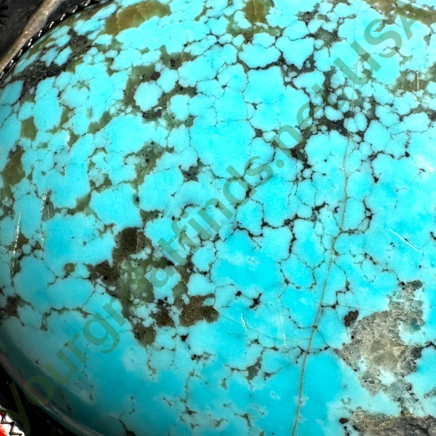 Vintage Southwestern Sterling Silver & #8 Mine Turquoise Belt Buckle Belts