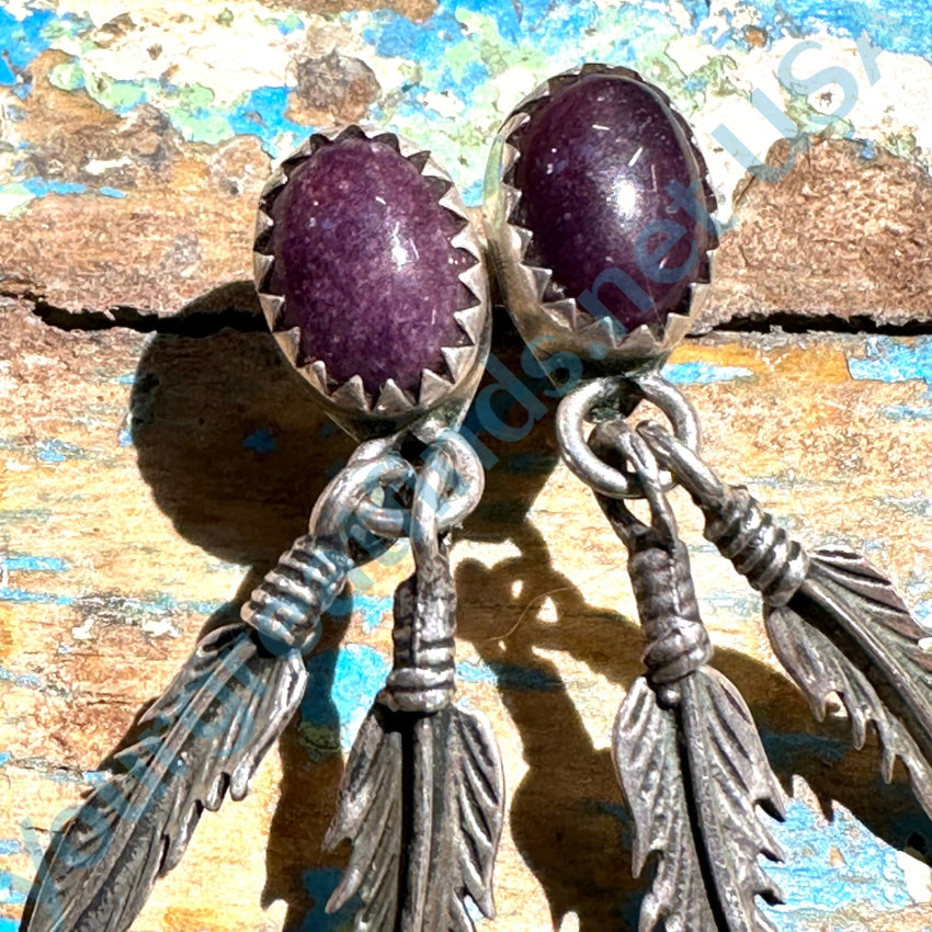 Vintage Southwestern Sterling Silver Deep Purple Sugilite Earrings